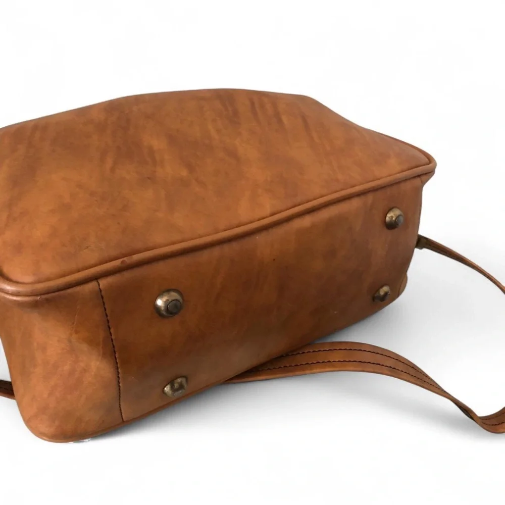 Scovill Brown Leather Duffle Carry on Suitcase Camera Messenger Crossbody Bag